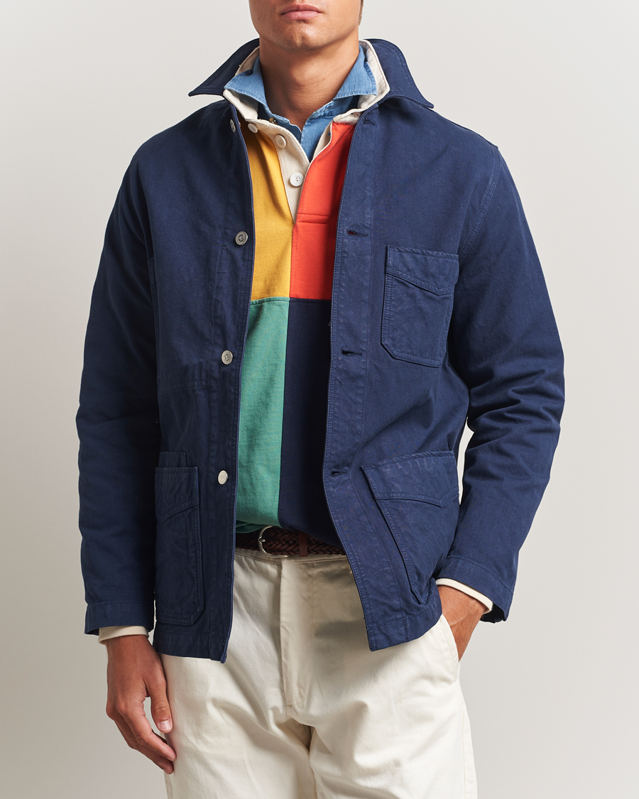 Mies | Takit | Drake's | Duck Cotton Canvas Chore Coat Navy