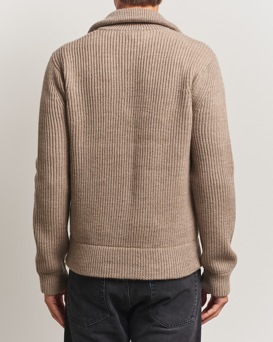 Mies | Puserot | Tiger of Sweden | Niall Heavy Wool Full Zip Beige Melange