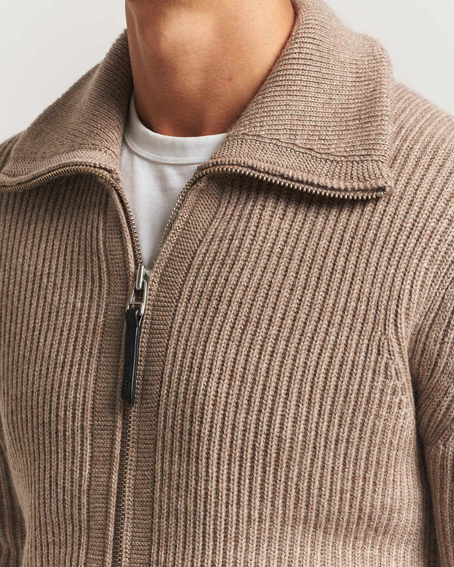 Mies | Puserot | Tiger of Sweden | Niall Heavy Wool Full Zip Beige Melange