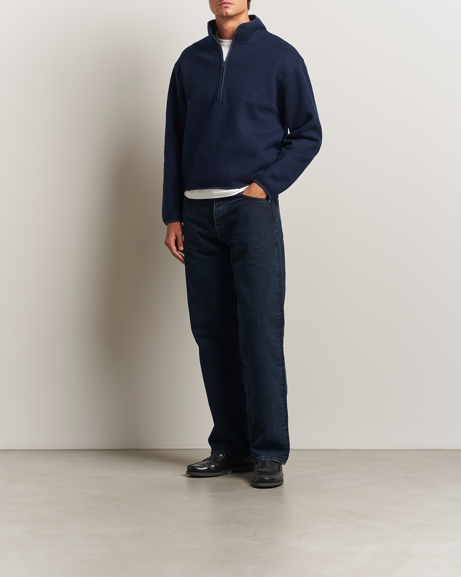 Mies | Puserot | Sunflower | Wool Half Zip Navy