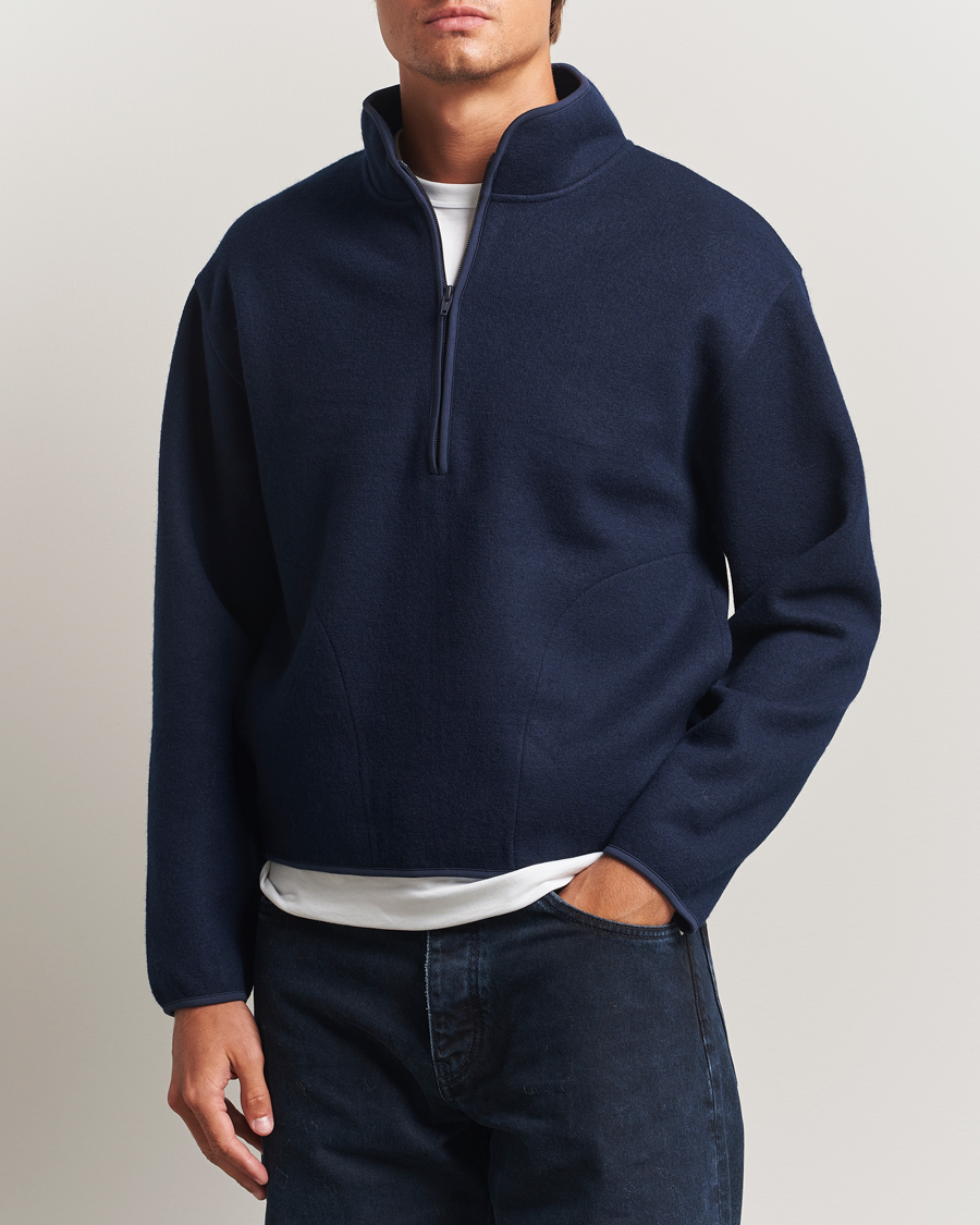 Mies | Puserot | Sunflower | Wool Half Zip Navy