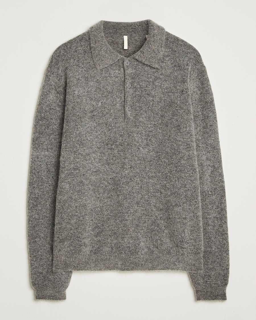 Mies | Puserot | Sunflower | Mohair Knitted Polo Grey Melange