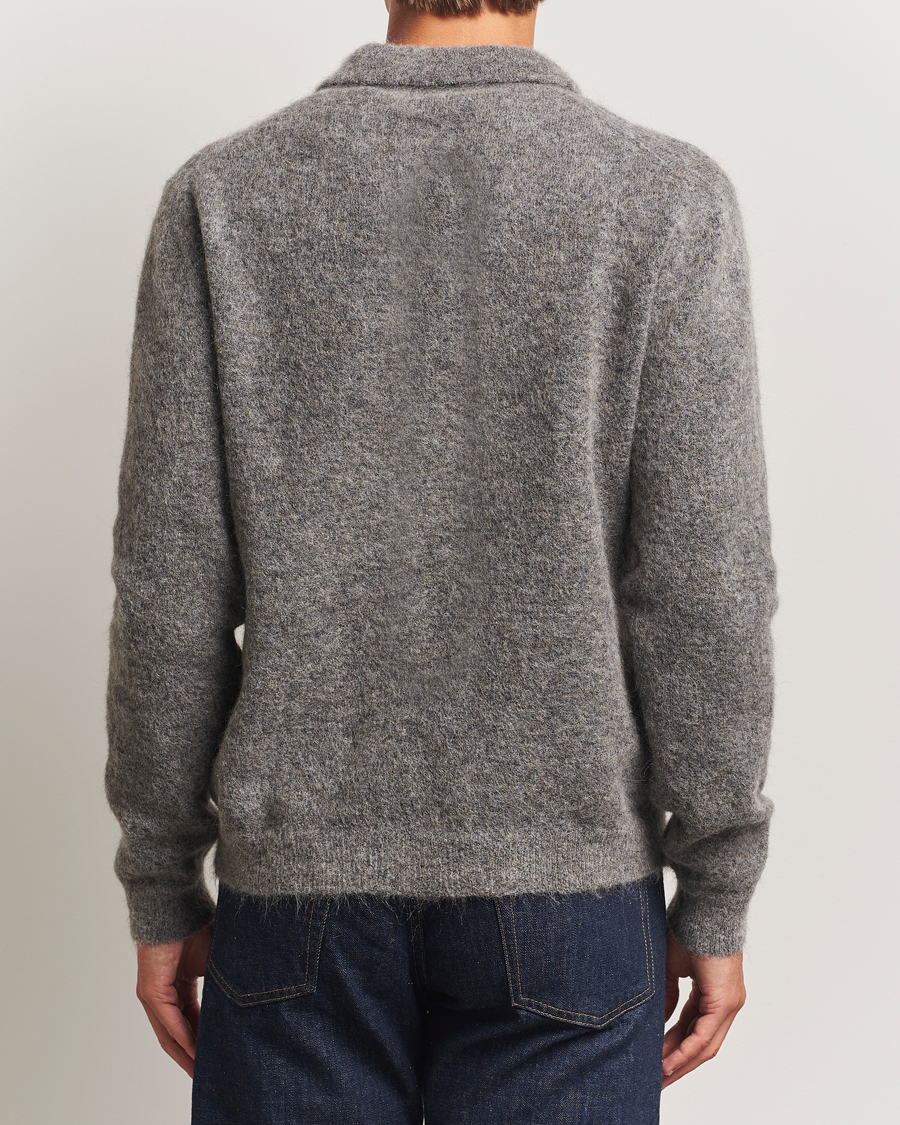 Mies | Puserot | Sunflower | Mohair Knitted Polo Grey Melange