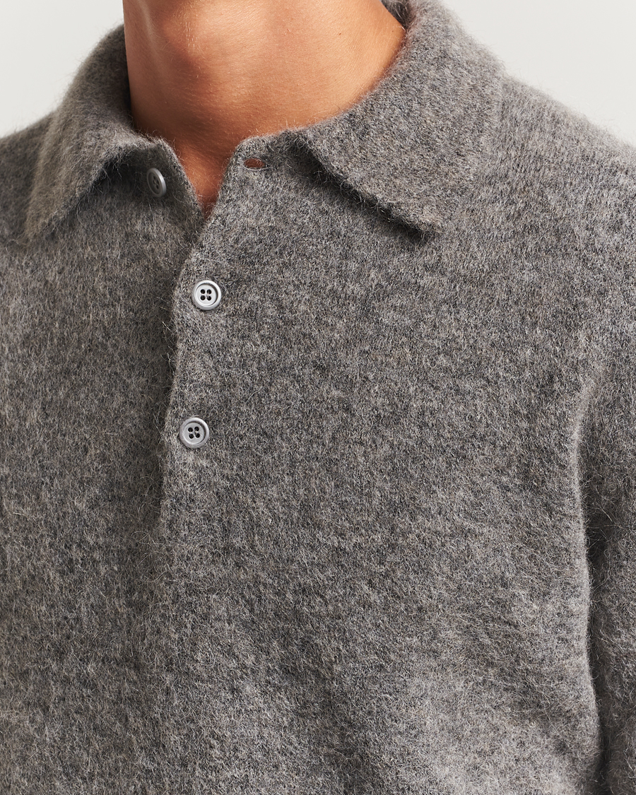 Mies | Puserot | Sunflower | Mohair Knitted Polo Grey Melange