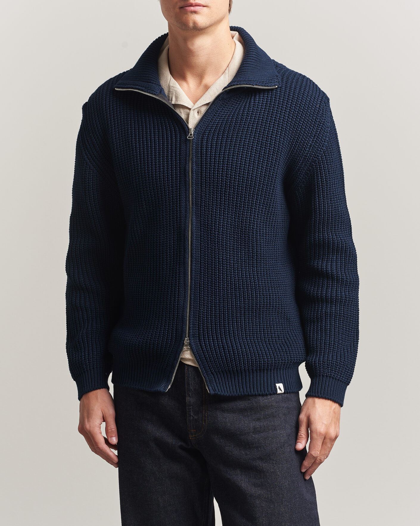 Mies | Puserot | Peregrine | River Cotton Zip Cardigan Navy