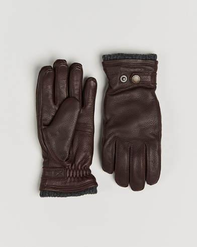 Hestra Utsjö Fleece Lined Buckle Elkskin Glove Espresso – Ruskea