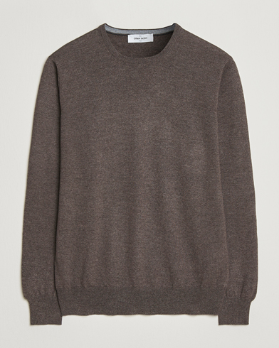 Gran Sasso Merino Fashion Fit Crew Neck Pullover Brown Melange – Ruskea