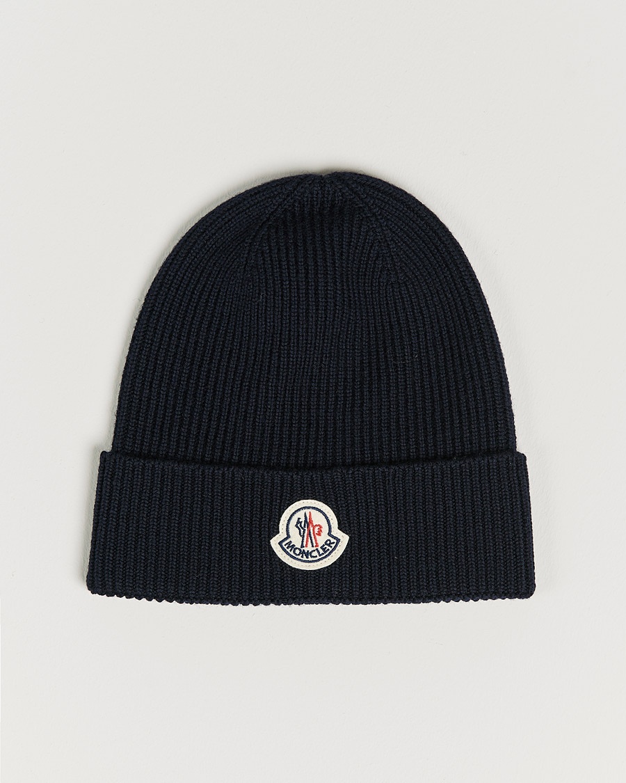 Moncler Rib Wool Beanie Navy – Sininen