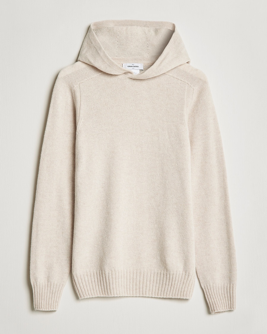 Gran Sasso Wool Hoodie Cream – Valkoinen