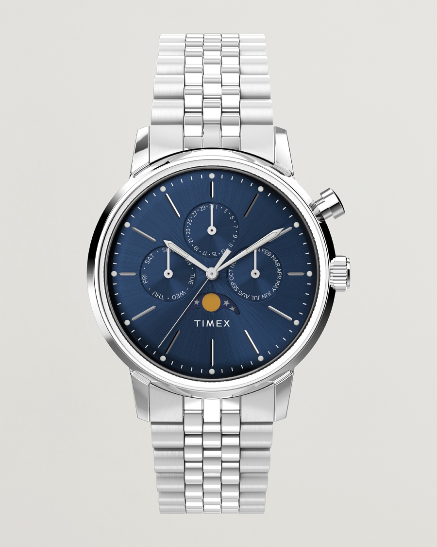 Timex Marlin Moon Phase Quartz Steel 40mm Blue Dial – Sininen