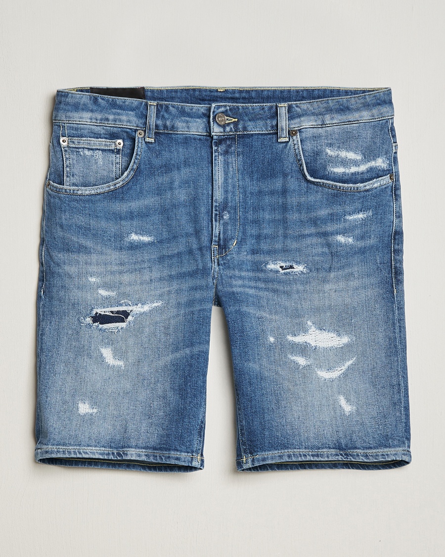 Dondup Derek Destroyed Denim Shorts Medium Blue – Sininen