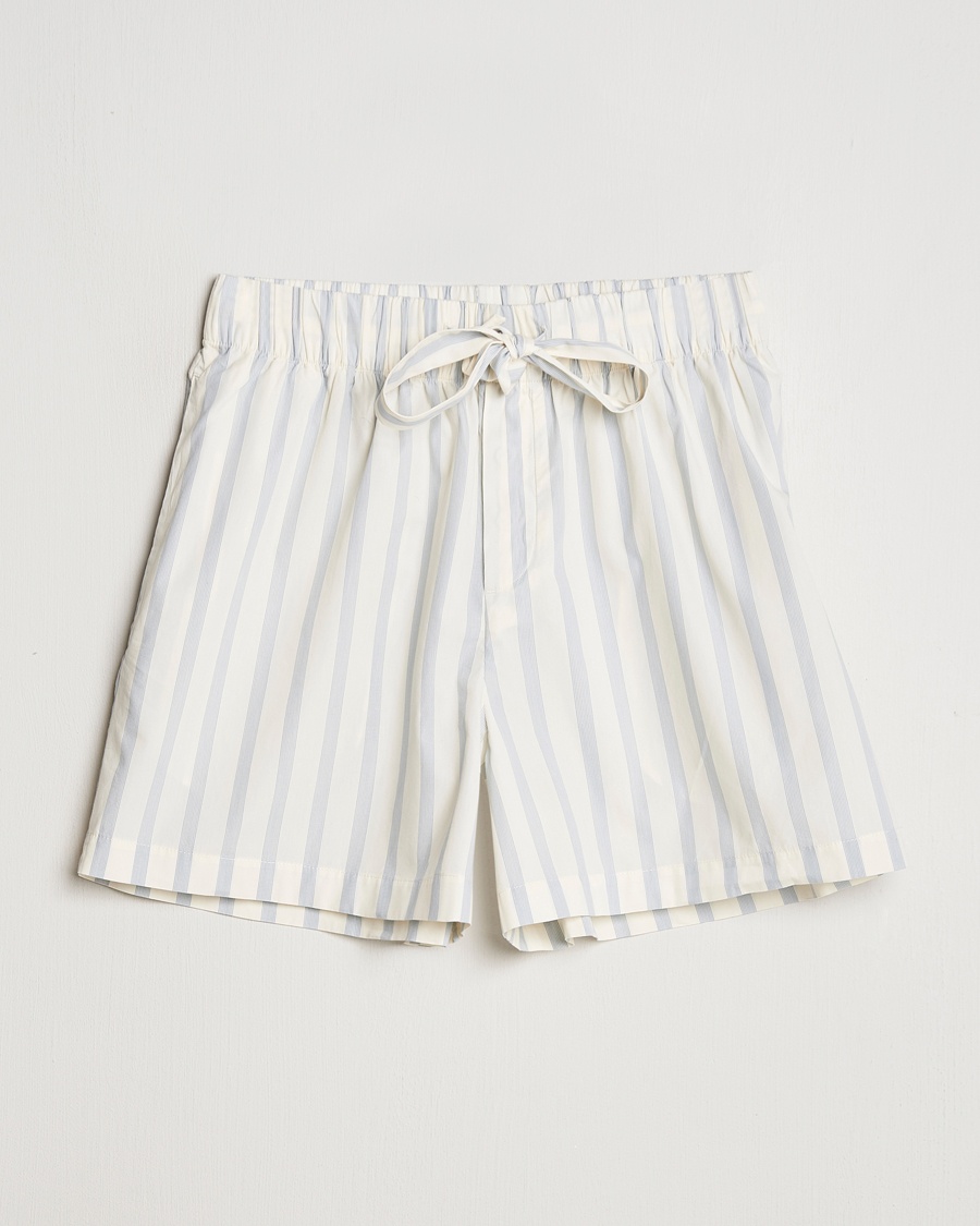 Tekla Poplin Pyjama Shorts Needle Stripes – Sininen