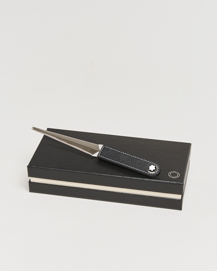 Montblanc Letter Opener in Steel and Leather Black – Musta