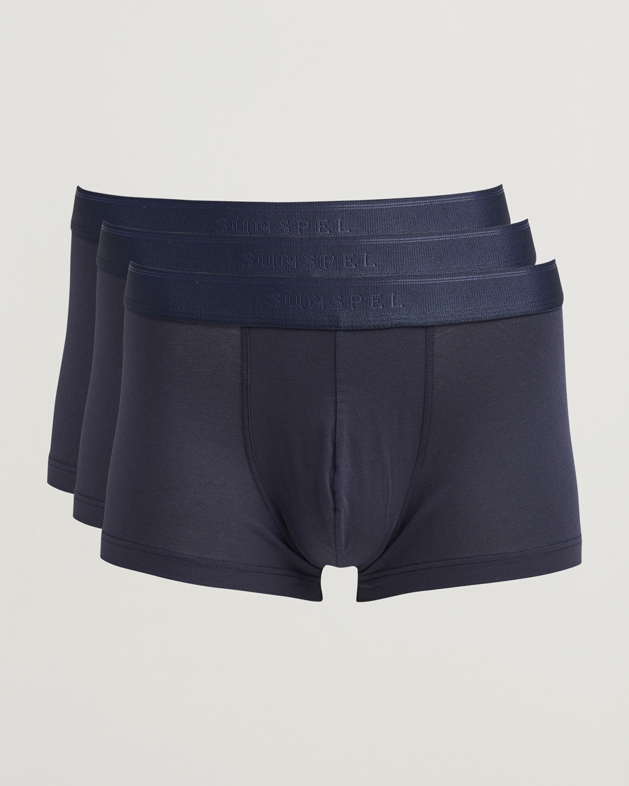 Sunspel 3-Pack Cotton Stretch Trunk Navy – Sininen