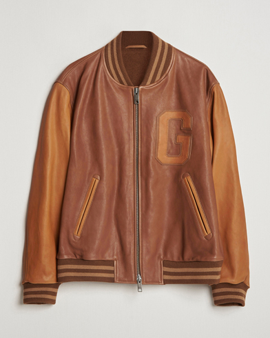  Leather Varsity Jacket Brown Sugar