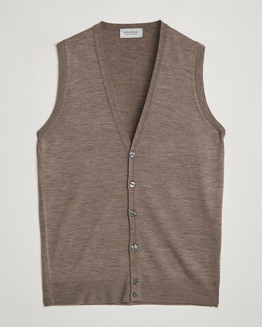 John Smedley Huntswood Slim Fit Waistcoat Mushroom Brown – Ruskea
