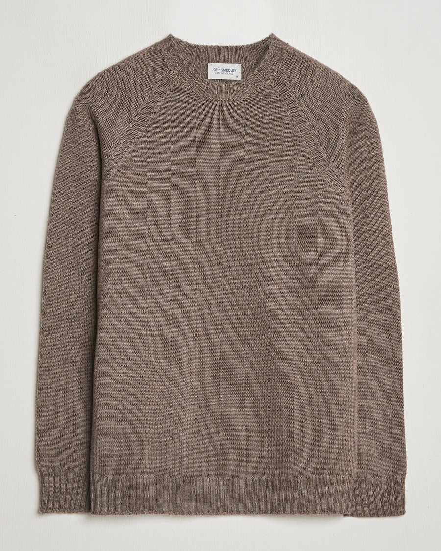 John Smedley Denver Extra Fine Merino Crew Neck Mushroom Brown – Ruskea