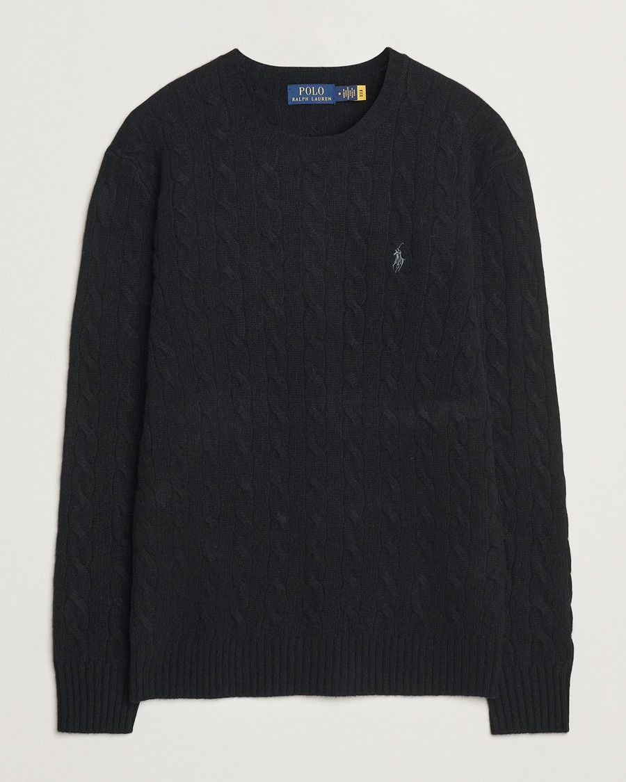 Polo Ralph Lauren Wool/Cashmere Cable Crew Neck Polo Black – Musta