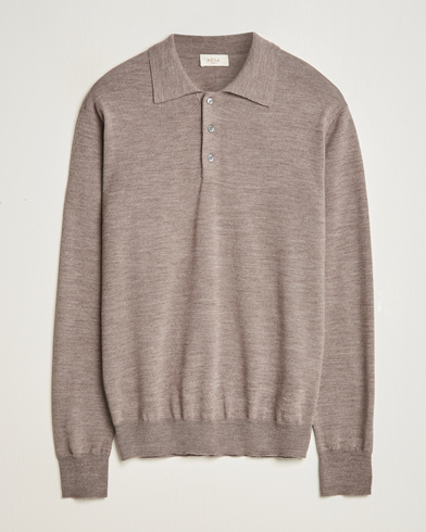  Merino Long Sleeve Polo Beige