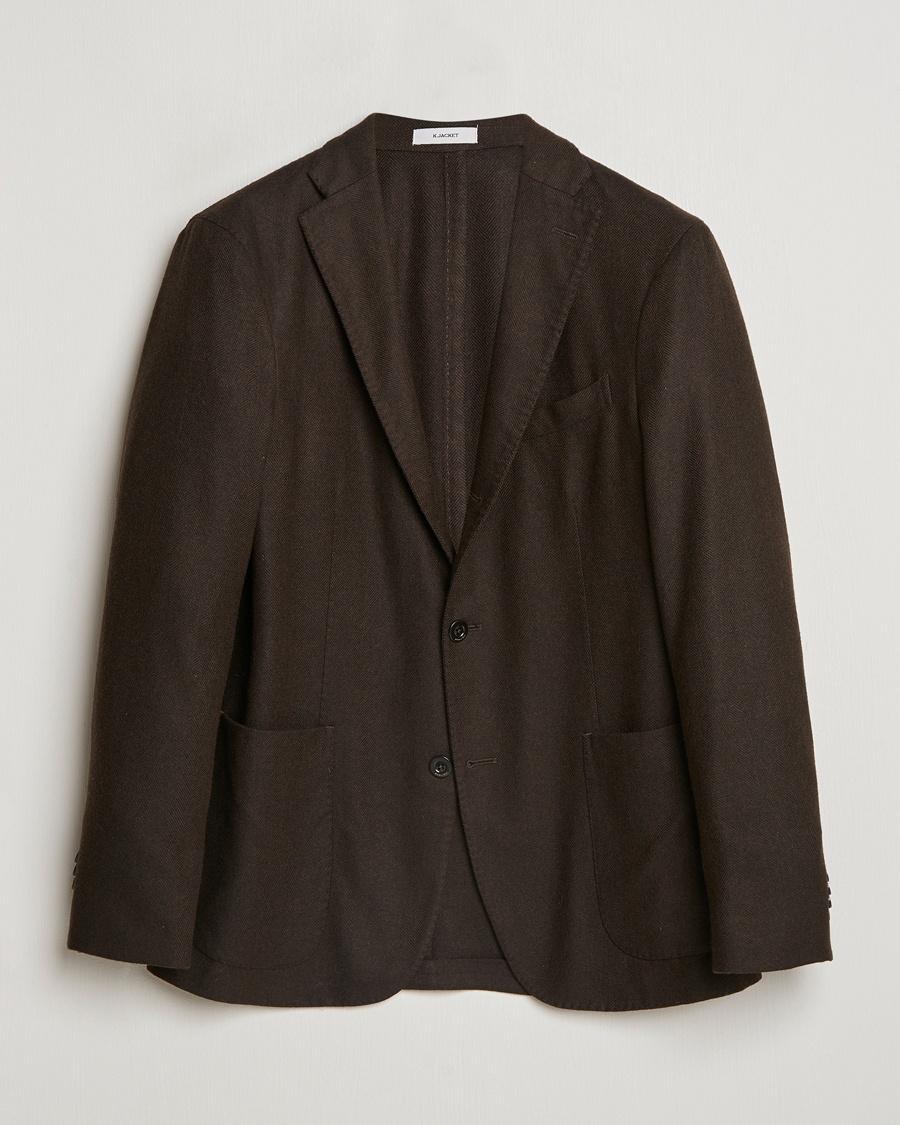 Boglioli K Jacket Wool Herringbone Blazer Dark Brown – Ruskea