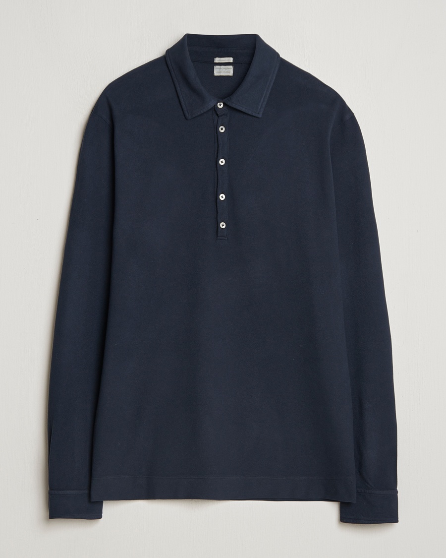 Massimo Alba Ischia Cotton/Cashmere Long Sleeve Polo Navy – Sininen