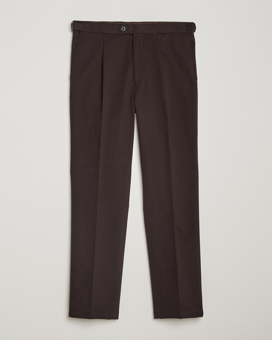 Oscar Jacobson Delon Brushed Cotton Trousers Brown – Ruskea