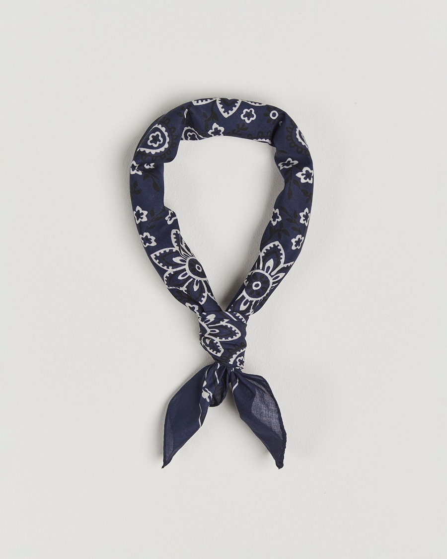 Drake's Classic Paisley Bandana Navy – Sininen