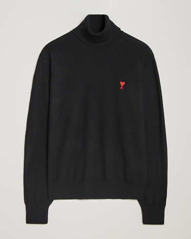  Heart Logo Wool Turtleneck Black