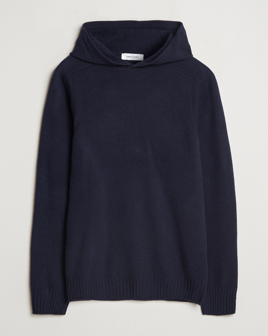 Gran Sasso Wool Hoodie Navy – Sininen