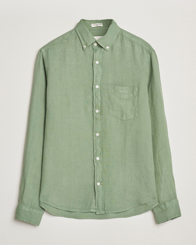  Regular Fit Garment Dyed Linen Shirt Kalamata Green