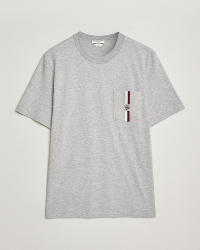 Jacob Cohën Cotton Stripe Logo Pocket T-Shirt Light Grey – Harmaa