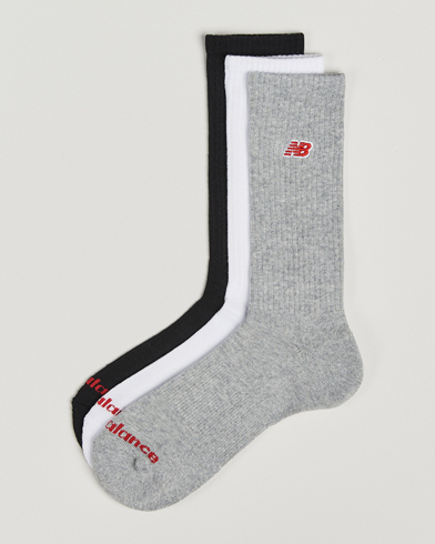 New Balance 3-Pack Patch Logo Socks White/Grey/Black – Harmaa