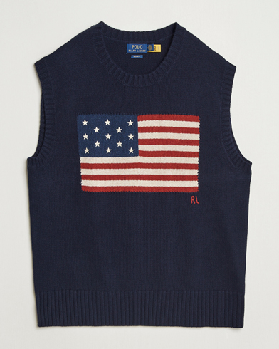 Polo Ralph Lauren US Flag Cotton/Wool Vest Hunter Navy – Sininen