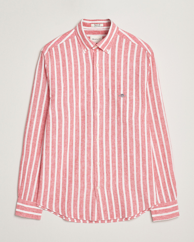 GANT Regular Fit Cotton/Linen Striped Shirt Watermelon Red – Punainen
