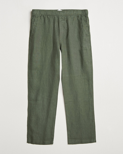 Samsøe Samsøe Jabari Linen Drawstring Trousers Climbing Ivy – Vihreä