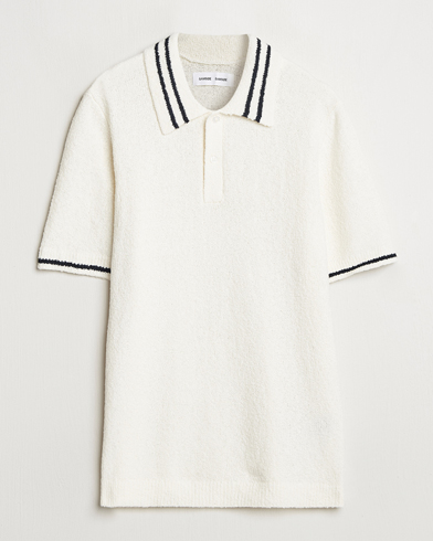 Samsøe Samsøe Pedro Tipped Knitted Polo Clear Cream – Valkoinen