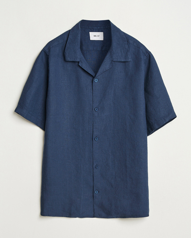 NN07 Julio Linen Resort Shirt Navy Blue – Sininen