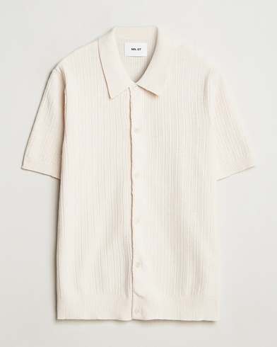 NN07 Nolan Knitted Short Sleeve Shirt Ecru – Valkoinen