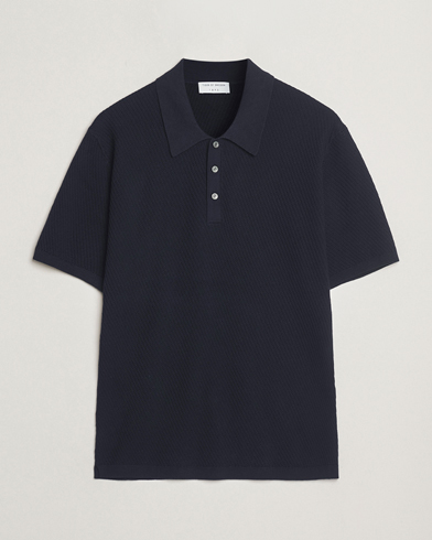 Tiger of Sweden Reid Structured Knitted Polo Bruised Blue – Sininen
