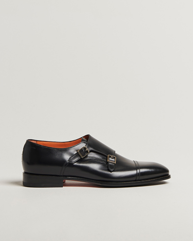 Santoni Adrian Double Monk Black Calf – Musta