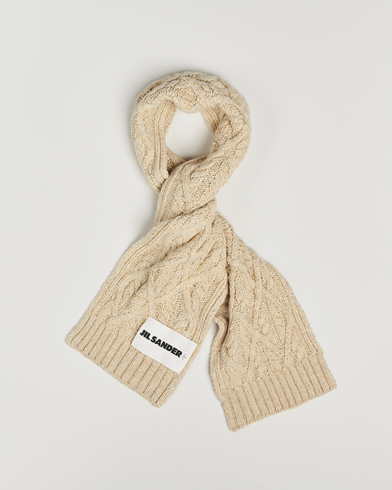 Jil Sander Wool Donegal Cable Scarf Natural – Beige