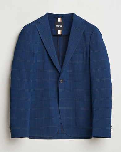 BOSS BLACK Hanry Wool Checked Blazer Dark Blue – Sininen