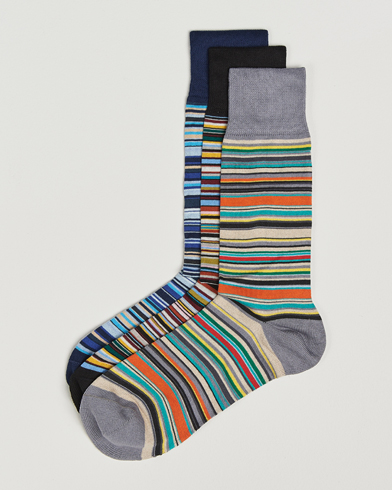 Paul Smith 3-Pack Signature Striped Socks Multi – Monivärinen