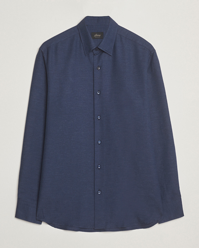 Brioni Cotton/Cashmere Flannel Shirt Navy – Sininen