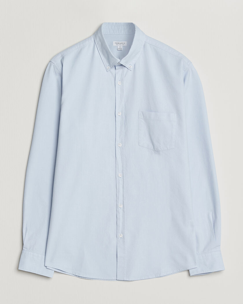 Sunspel Oxford Button Down Shirt Light Blue – Sininen