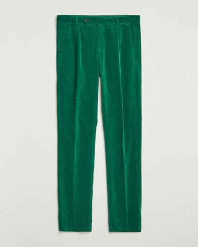 Massimo Alba Ionio Pleated Corduroy Pants Green – Vihreä
