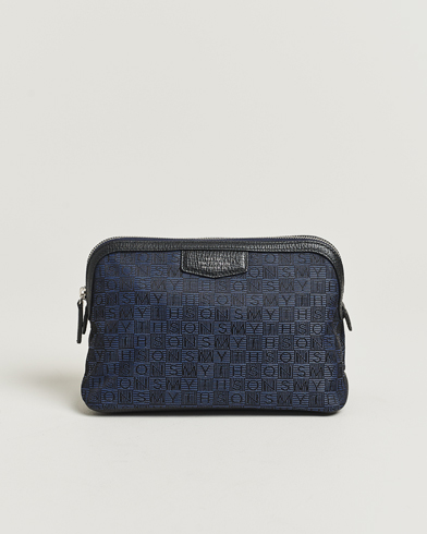 Smythson Canvas Stamp Travel Pouch Navy – Sininen