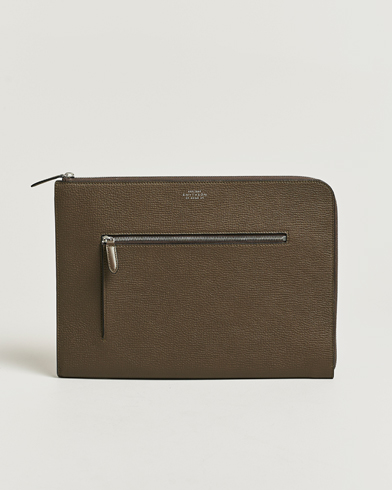 Smythson Ludlow Small Laptop Case With Dark Olive – Vihreä