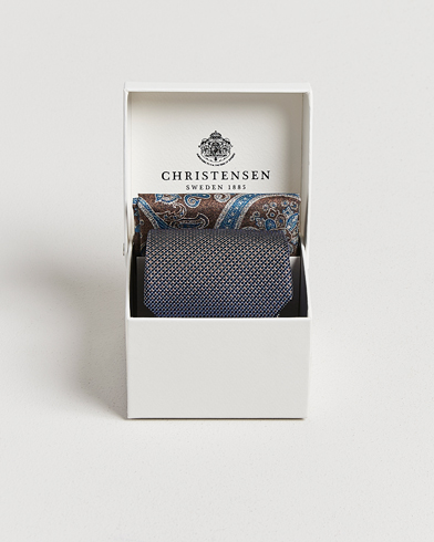 Amanda Christensen Box Set Silk 8 cm Tie And Pocket Square Brown – Ruskea