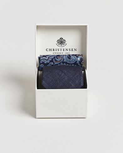 Amanda Christensen Box Set Wool 8 cm Tie And Pocket Square Navy – Sininen